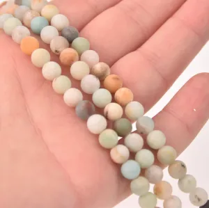 Amazonite Half Strand, 6mm Matte Round Gemstone Beads, 8 long gem0850