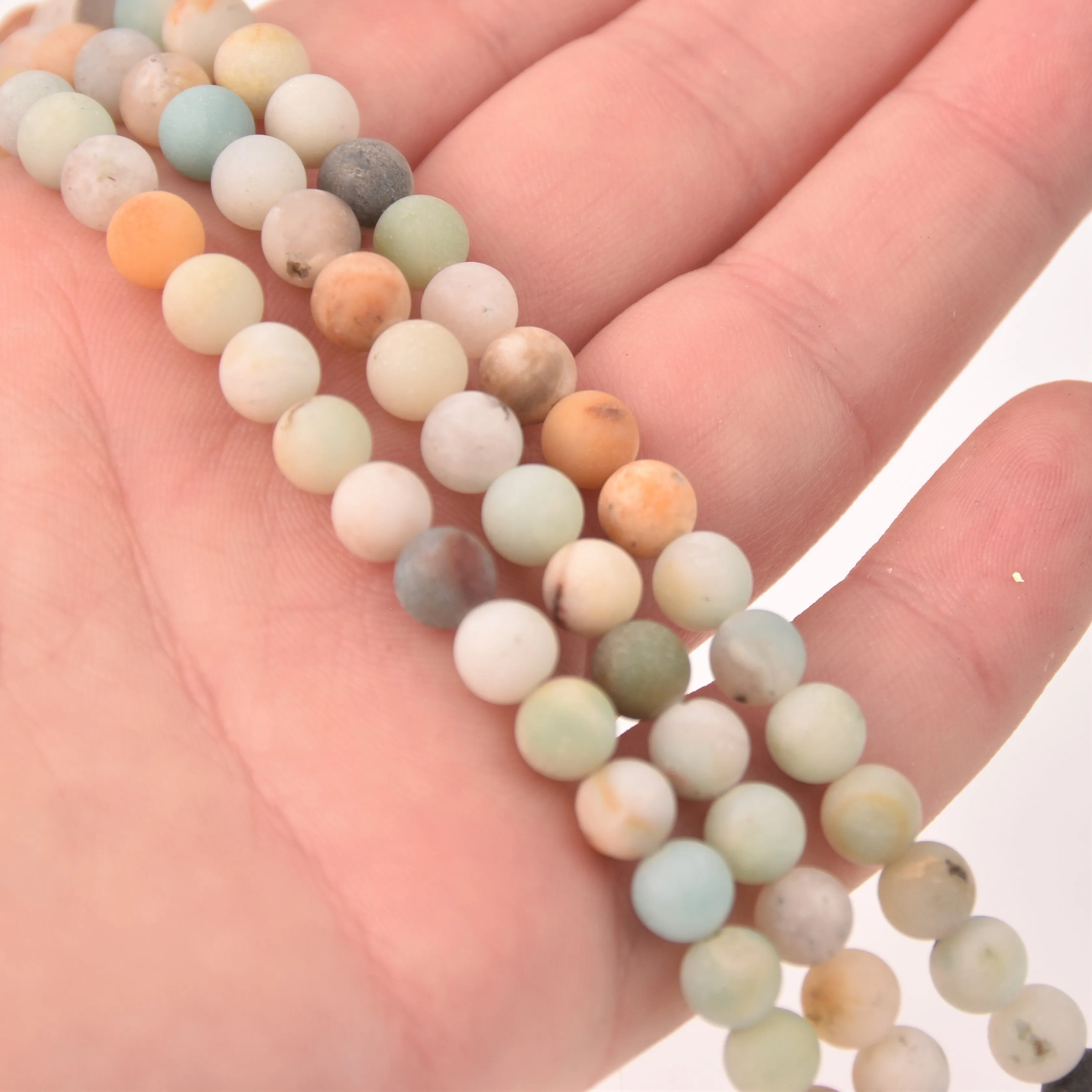 Amazonite Half Strand, 6mm Matte Round Gemstone Beads, 8 long gem0850