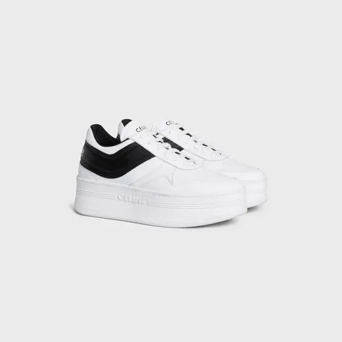 Block Sneakers With Wedge Outsole in Calfskin Optic White / Black