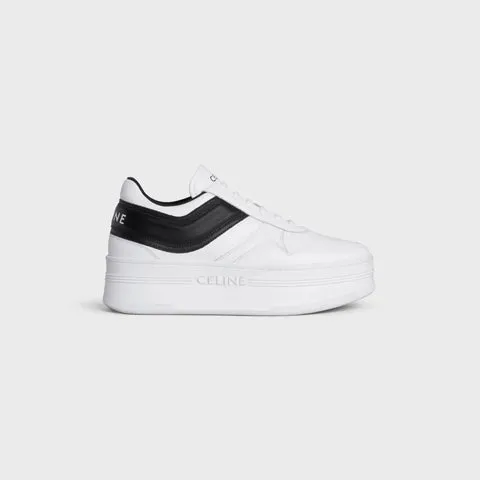 Block Sneakers With Wedge Outsole in Calfskin Optic White / Black