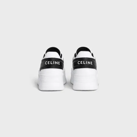 Block Sneakers With Wedge Outsole in Calfskin Optic White / Black