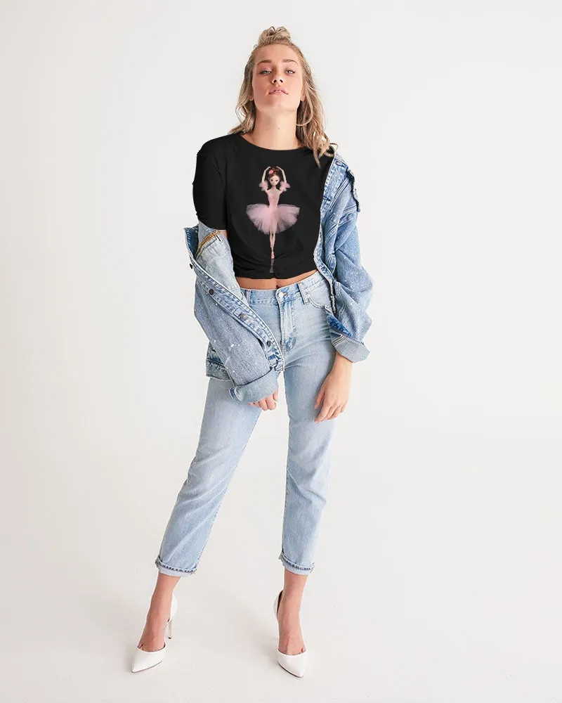 DOLLY ® Ballerina Doll Pink Women's Twist-Front Cropped Tee