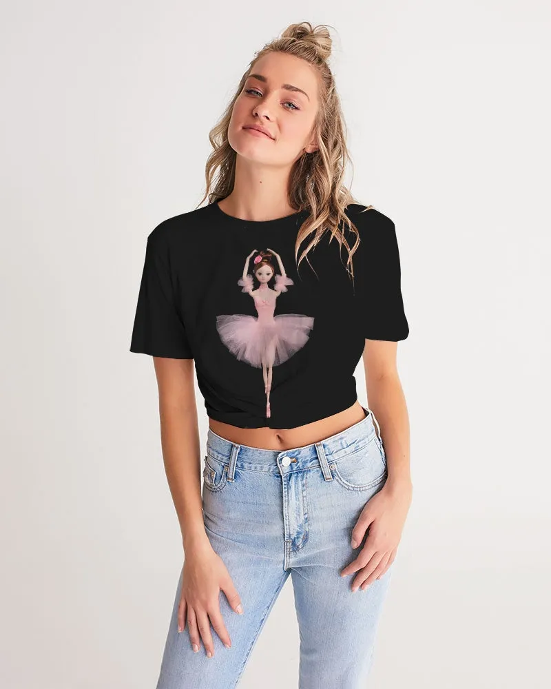 DOLLY ® Ballerina Doll Pink Women's Twist-Front Cropped Tee