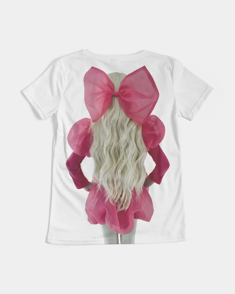 DOLLY WORLD MANNEQUIN BOW Women's V-Neck Tee