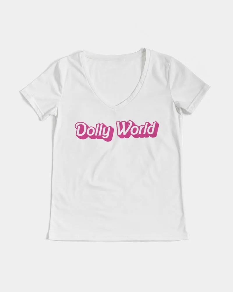 DOLLY WORLD MANNEQUIN BOW Women's V-Neck Tee