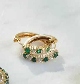 Emerald & Diamond Hoops (pair)