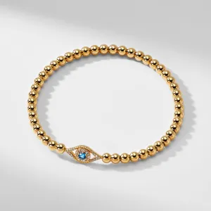 EVIL EYE BEADED METAL STRETCH BRACELET