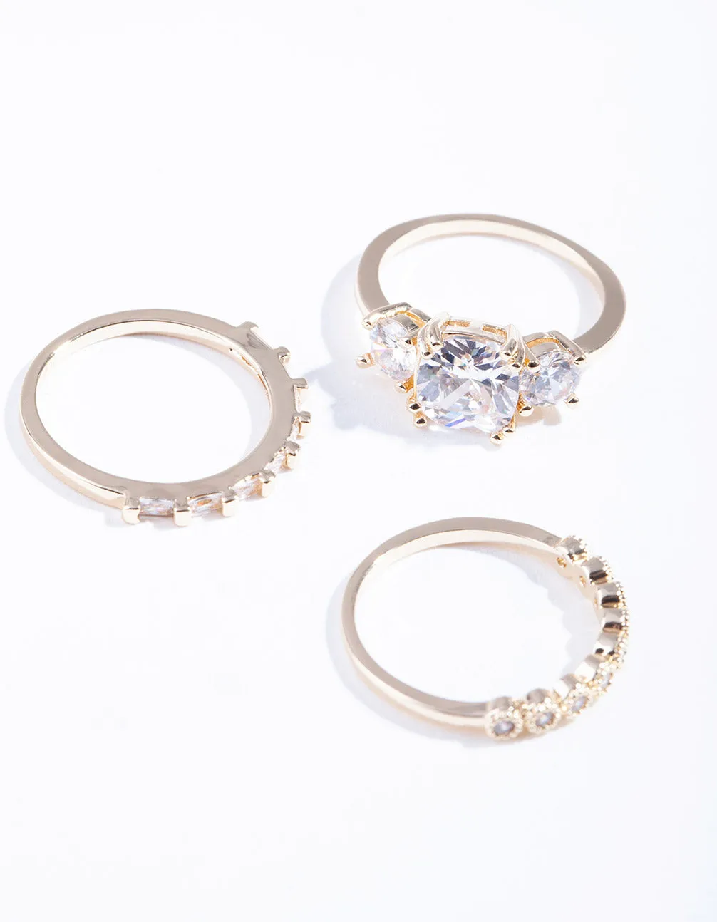 Gold Cubic Zirconia Ring Pack