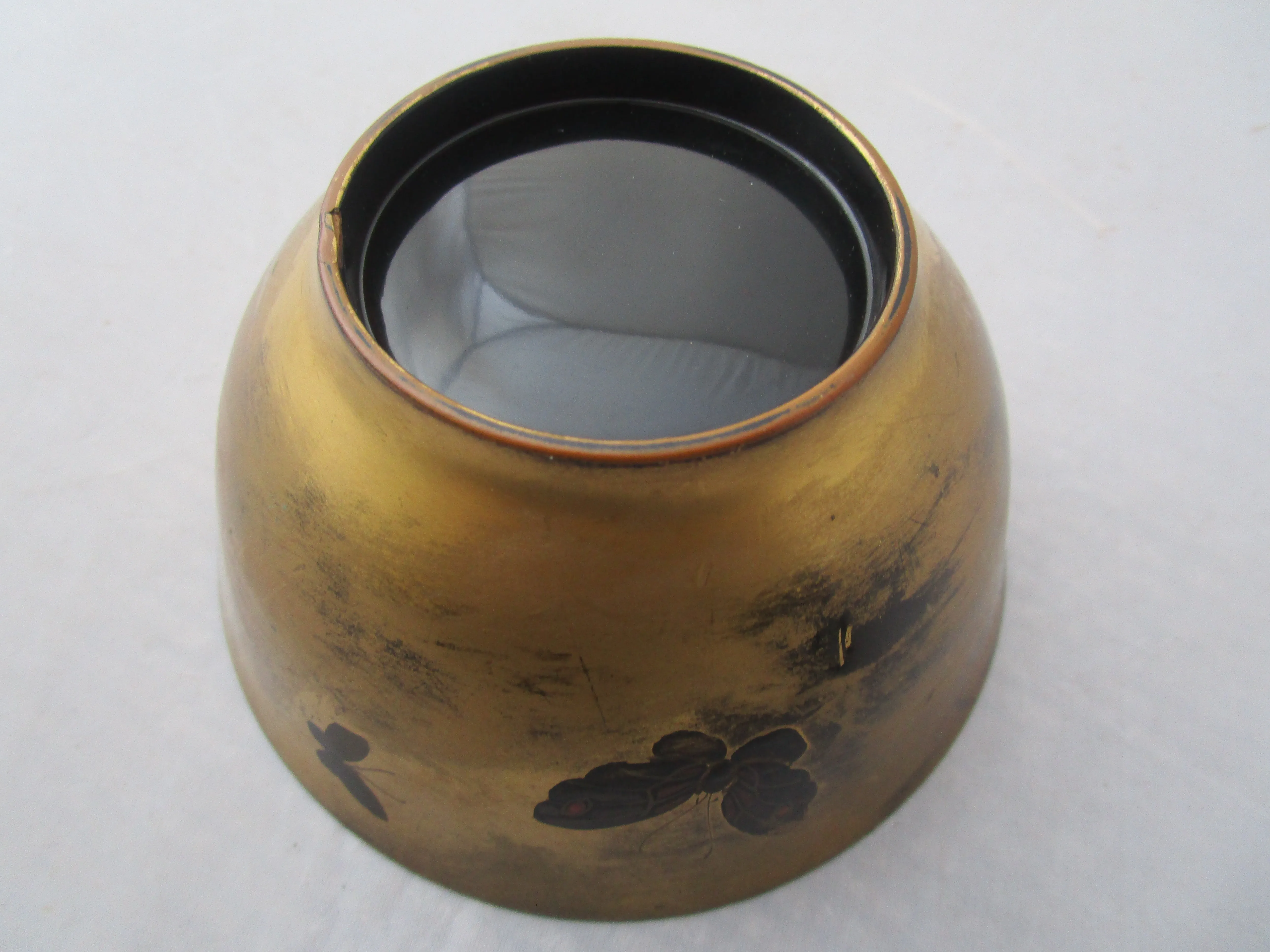 Japanese Urushi Gilt And Lacquered Bowl Antique Edo Period c1860