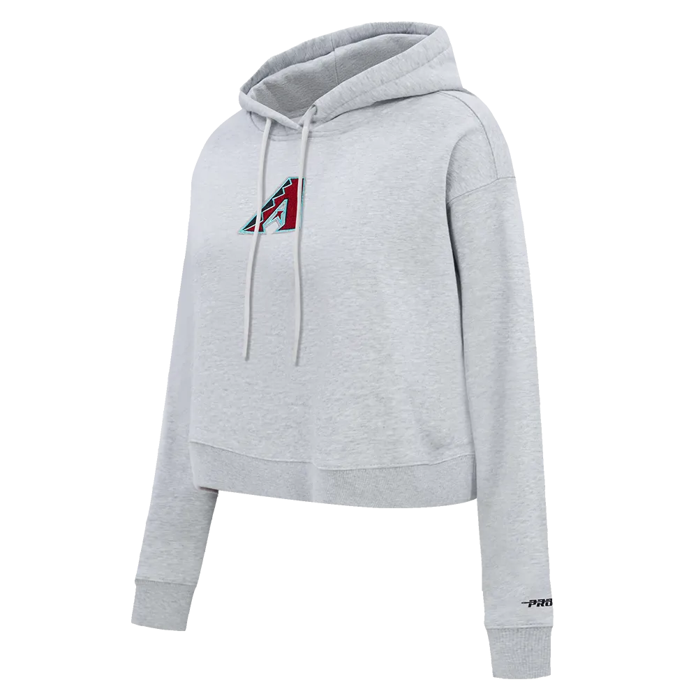 MLB ARIZONA DIAMONDBACKS CLASSIC WOMEN'S CROPPED FLC PO HOODIE (HEATHER GREY)