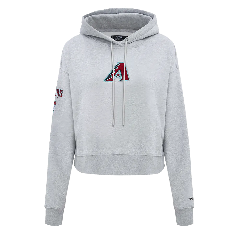 MLB ARIZONA DIAMONDBACKS CLASSIC WOMEN'S CROPPED FLC PO HOODIE (HEATHER GREY)