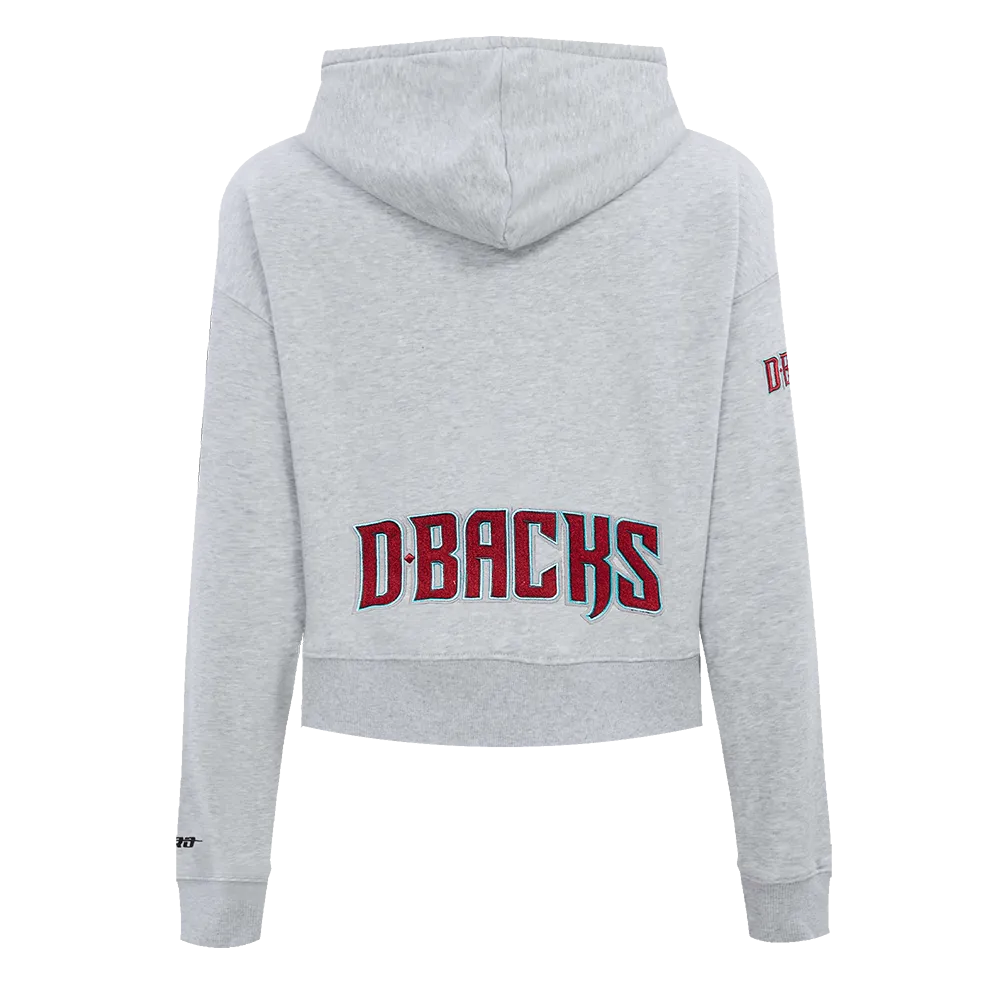 MLB ARIZONA DIAMONDBACKS CLASSIC WOMEN'S CROPPED FLC PO HOODIE (HEATHER GREY)