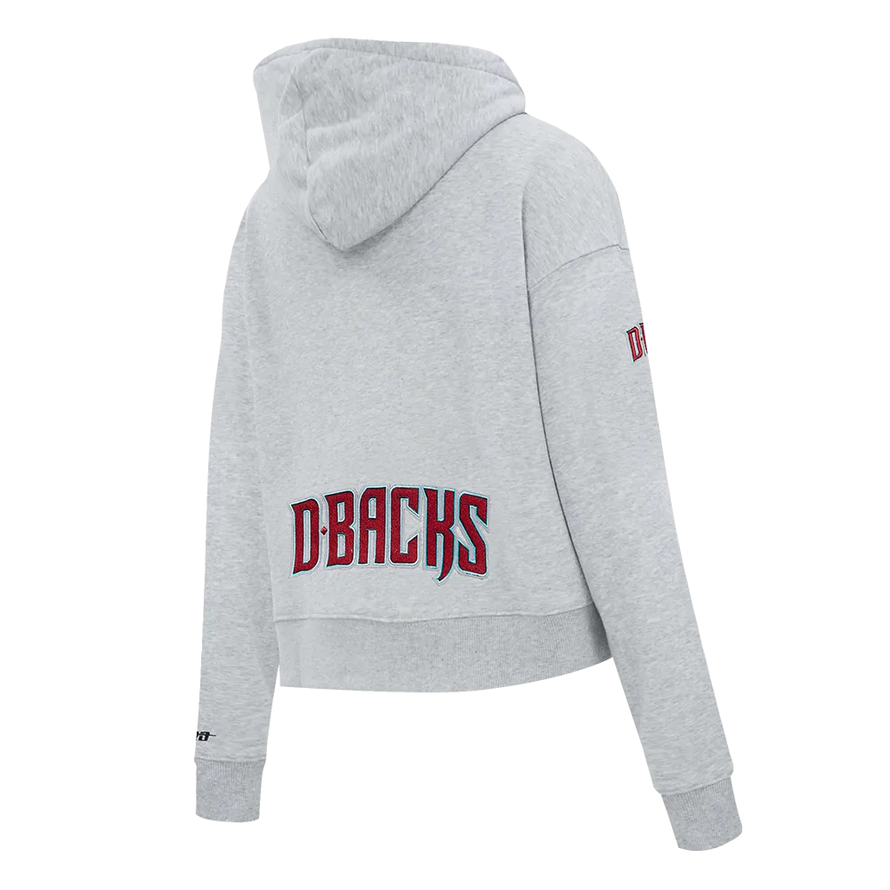 MLB ARIZONA DIAMONDBACKS CLASSIC WOMEN'S CROPPED FLC PO HOODIE (HEATHER GREY)