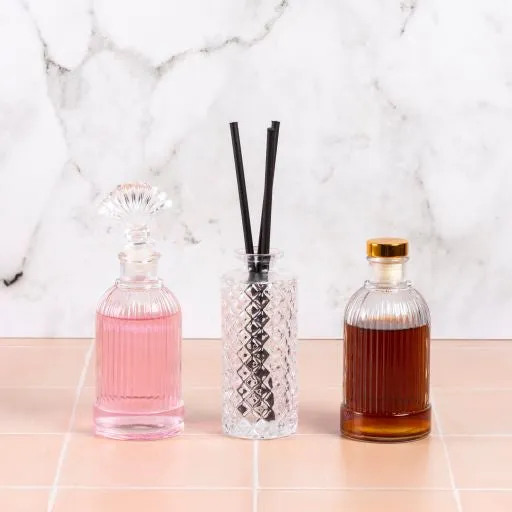 Ribbed Glass Perfume Bottle With Rose Gold Stopper 150ml