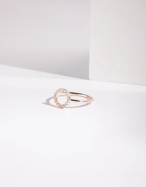 Rose Gold Open Circle Cubic Zirconia Ring