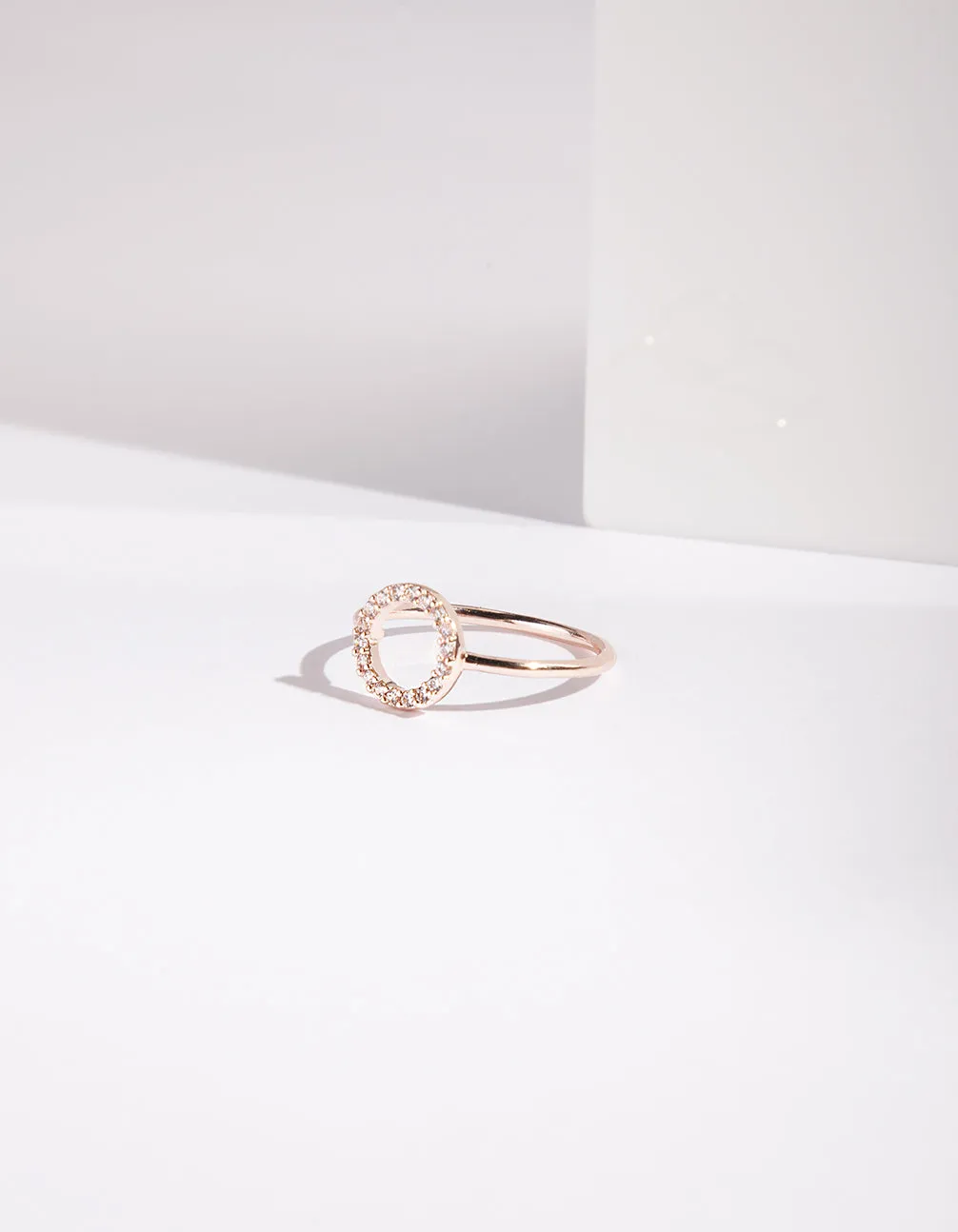 Rose Gold Open Circle Cubic Zirconia Ring