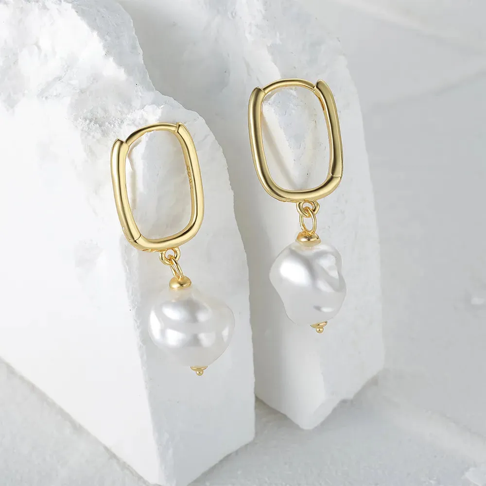 Unique Baroque Pearl Hoop Earrings