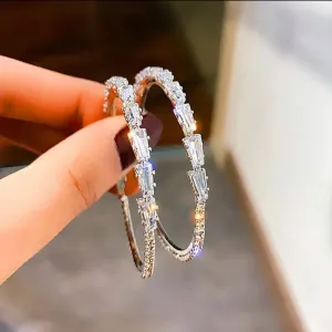 Unique Rhinestone CZ Hoops