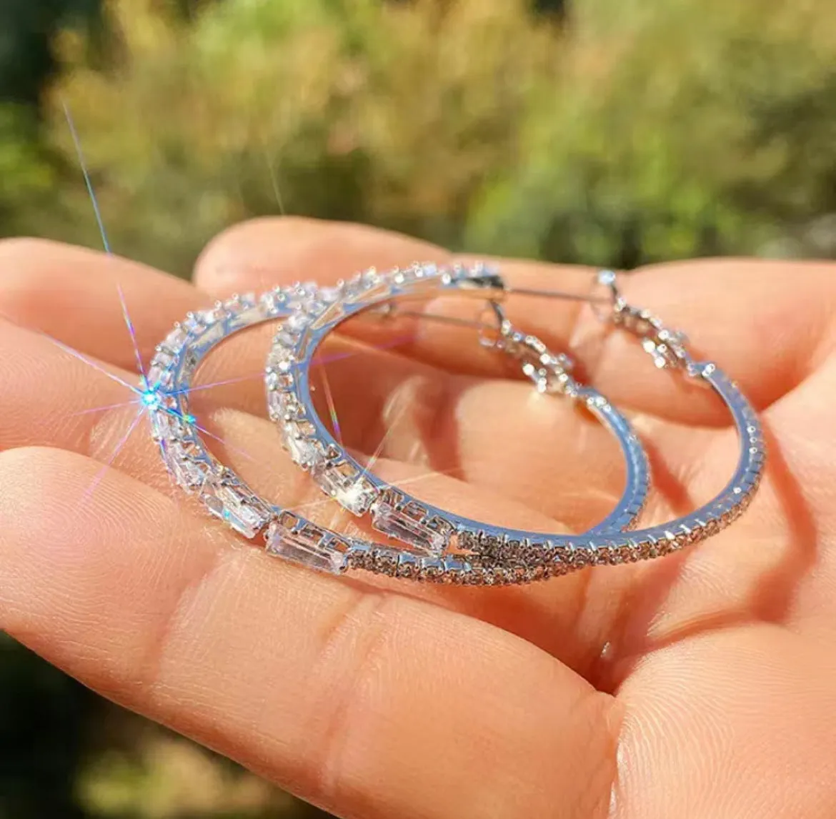 Unique Rhinestone CZ Hoops